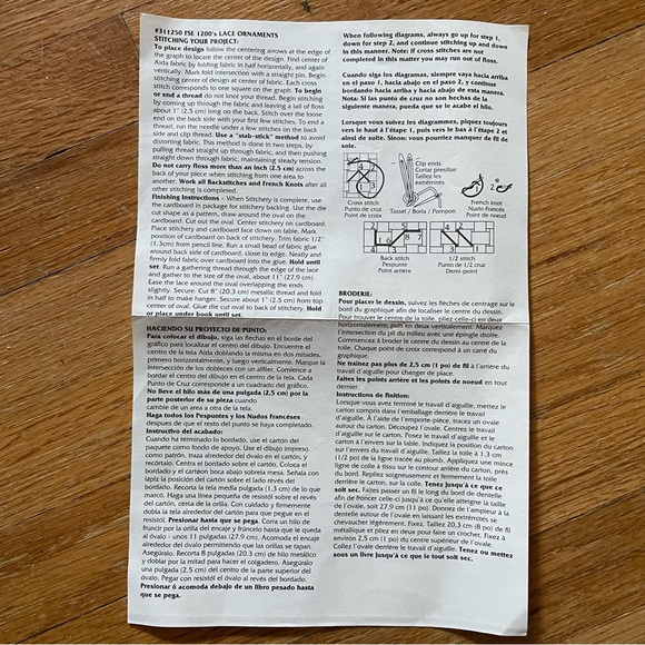 Ornament Cross Stitch Kit with Lace Angel With Teddy Vintage - Picture 5 of 11